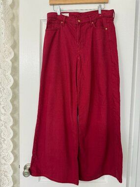 Gap • Red Baggy Mid Rise Wide Leg Jeans TENCEL Lyocell 6/28 Regular